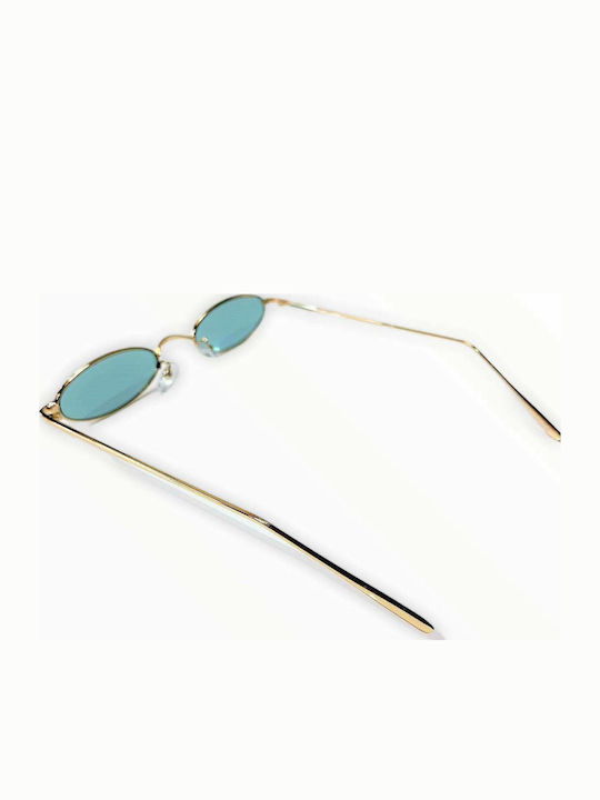 Woman's Fashion Unisex Sunglasses with Brown Tartaruga Metal Frame and Light Blue Lens G-20