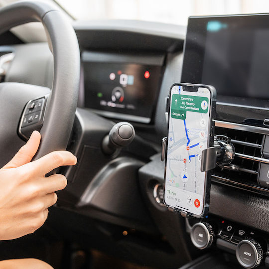 InnovaGoods Chakar Car Mobile Mount with Adjustable Hooks and Wireless Charging Black