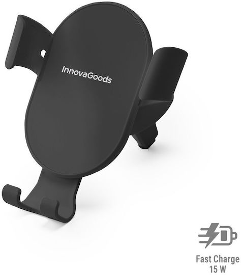 InnovaGoods Chakar Car Mobile Mount with Adjustable Hooks and Wireless Charging Black