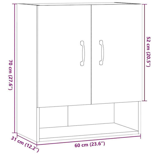 vidaXL Ντουλάπι Μπάνιου 60x31x70cm Δρυς