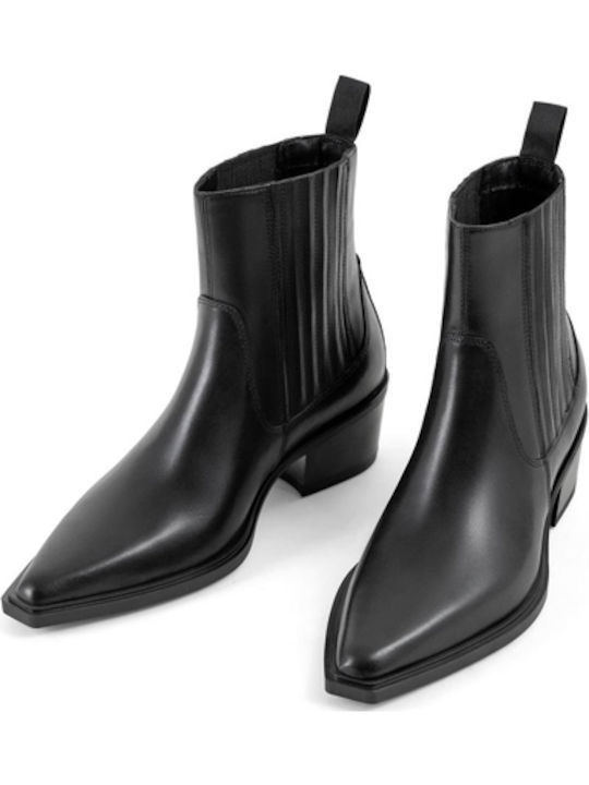 Leder Damen Chelsea Stiefeletten Schwarz