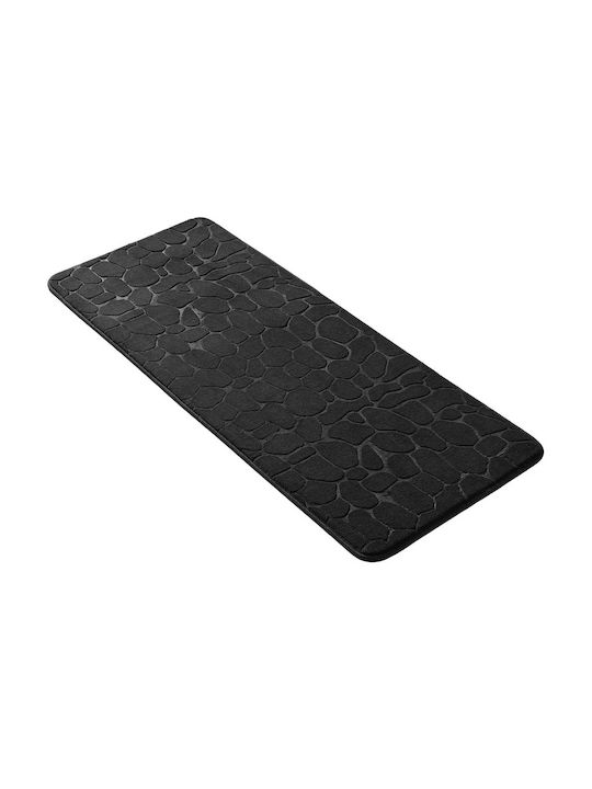 Douceur d'Intérieur Rutschfest Badematte Synthetisch,Polyester/Cotton/Leather Rechteckig L-c Ricochet 1802100 Black 50x120cm