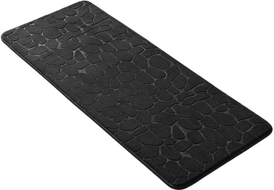 Douceur d'Intérieur Rutschfest Badematte Synthetisch,Polyester/Cotton/Leather Rechteckig L-c Ricochet 1802100 Black 50x120cm