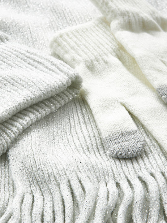 Beanie Γυναικείος Σκούφος Πλεκτός σε Εκρού χρώμα