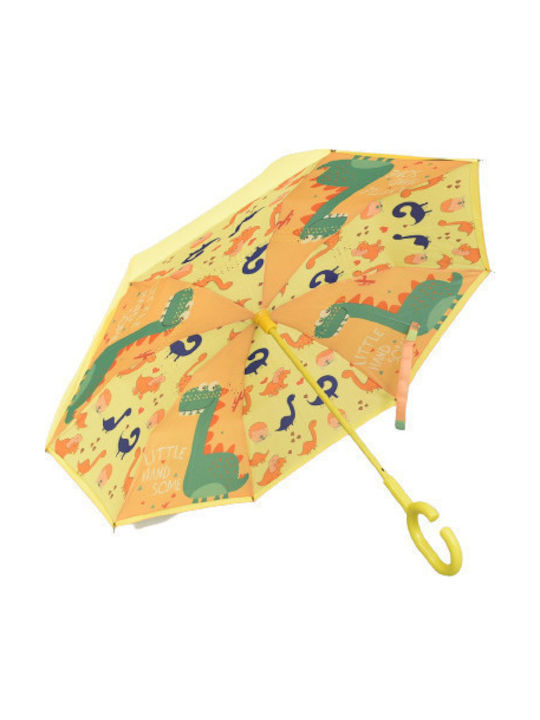 Kids Curved Handle Umbrella with Diameter 70cm Pink