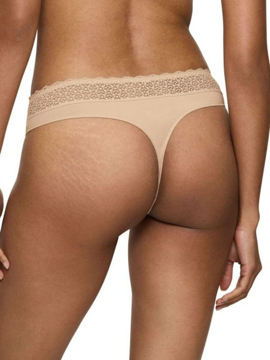 Triumph Feel Modal Women's String with Lace Beige