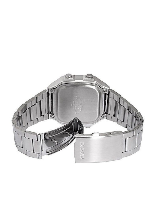 Casio Digital Men's Watch 42mm Battery with Silver Metal Bracelet