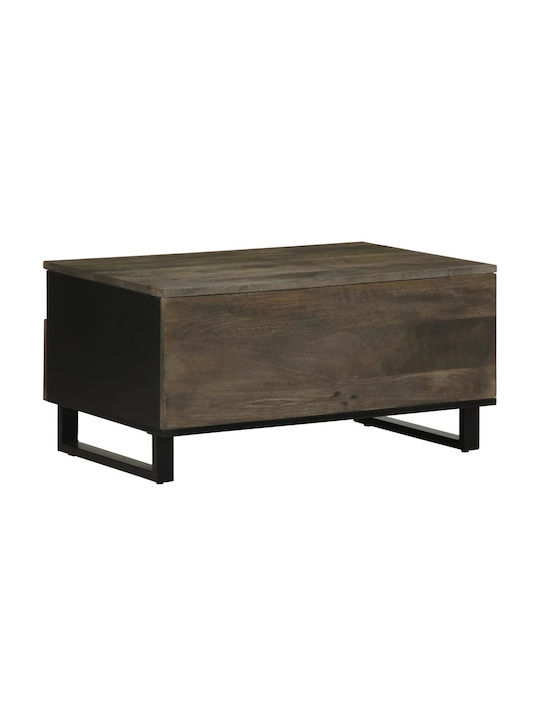 Rectangular Central Coffee Table Made of Solid Wood Black M80xW54xH40cm