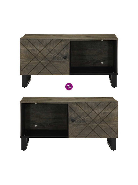 Rectangular Central Coffee Table Made of Solid Wood Black M80xW50xH40cm