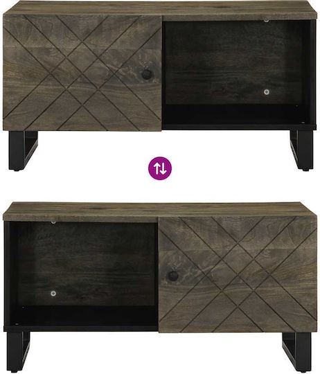 Rectangular Central Coffee Table Made of Solid Wood Black M80xW50xH40cm