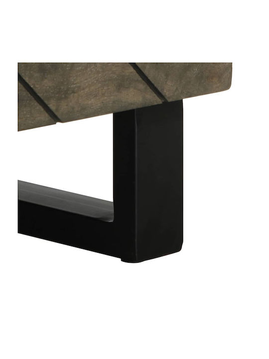 Rectangular Central Coffee Table Made of Solid Wood Black M80xW50xH40cm