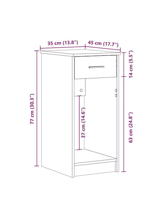 Office Storage Chipboard Drawer Sonoma Oak L35xW45xH77cm