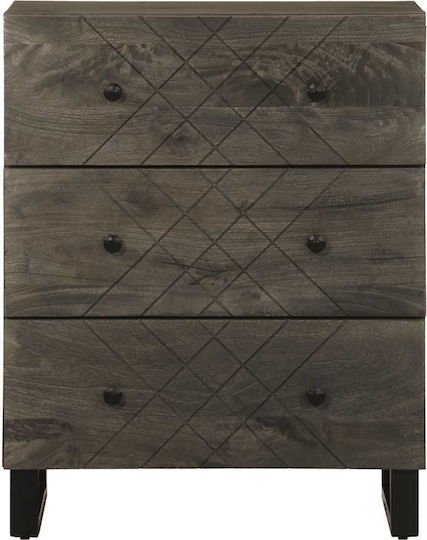 Comoda pentru Dormitor din Lemn Masiv & Metal Negru 60x33x75buc