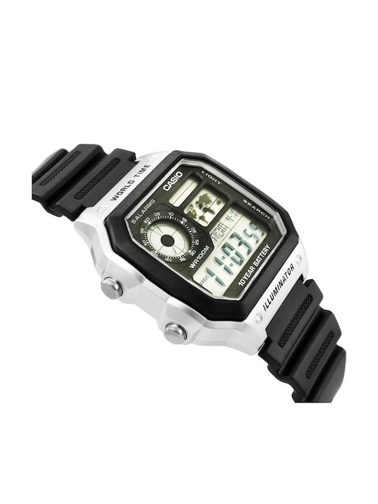 Casio Collection Digital Men's Watch 45mm Chronograph Battery with Black Rubber Strap