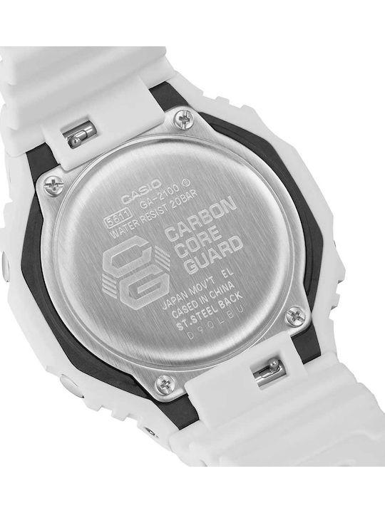 Casio G-shock Men's Watch 45mm Chronograph Battery with White Rubber Strap
