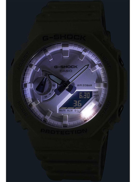Casio G-shock Men's Watch 45mm Chronograph Battery with White Rubber Strap
