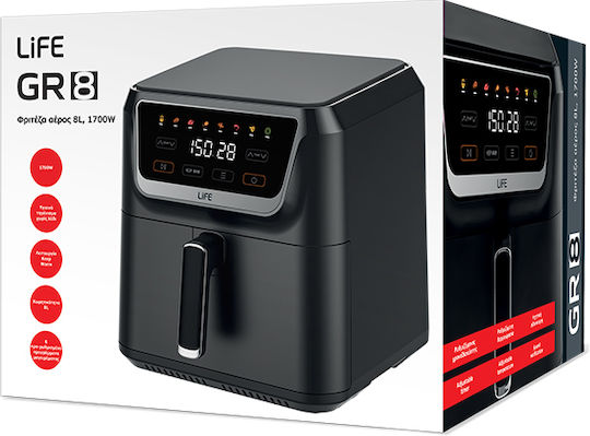 Life GR8 Air Fryer 8lt Μαύρο