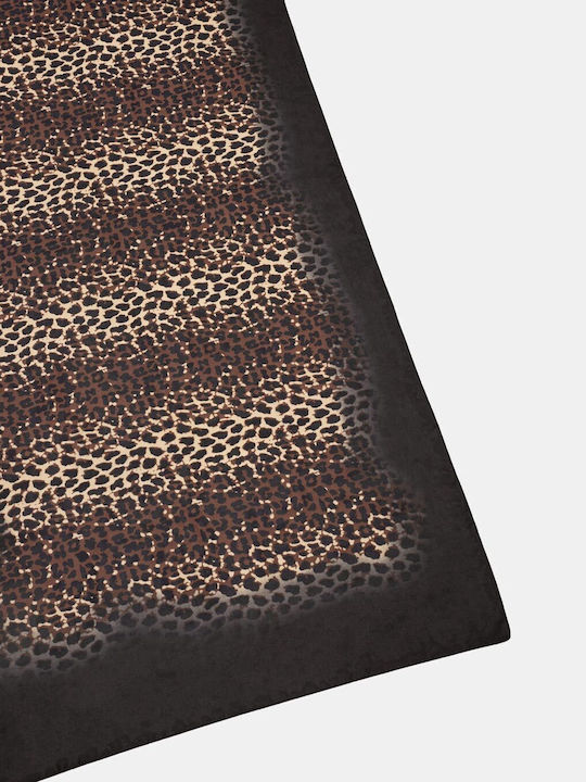 Large Satin Scarf Animal Brown Brown