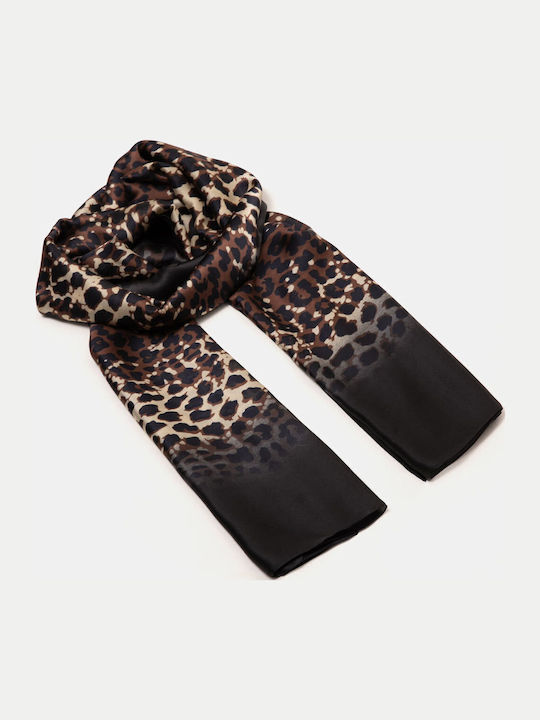 Large Satin Scarf Animal Brown Brown