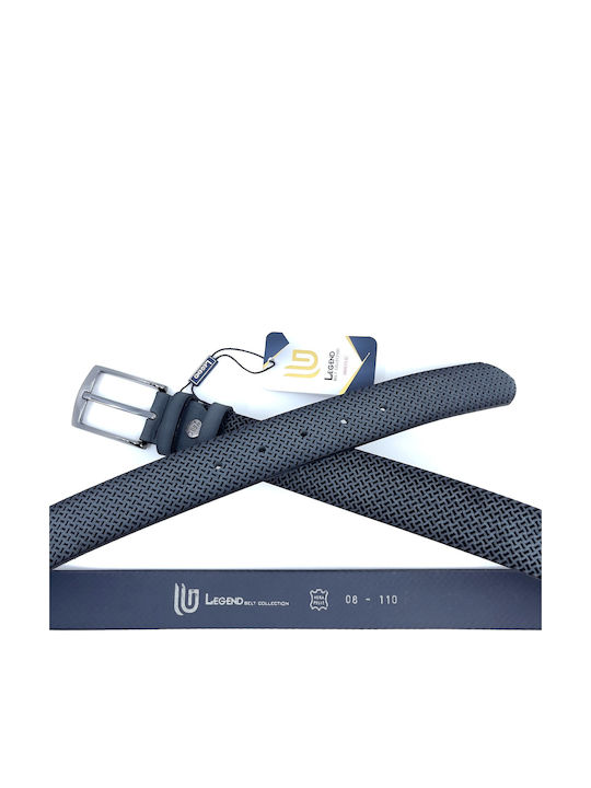 Wide Men's Belt Leather Navy Blue