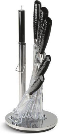 Edenberg 8-tlg. Messer-Set aus Edelstahl mit drehbarem Ständer und Schärfer Eb-971