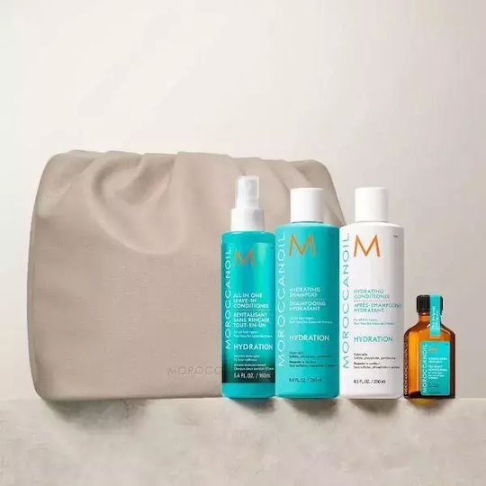 Moroccanoil Holiday Hydration Комплект за Терапия на Коса за Суха Коса с Шампоан, Балсам и Терапия 5бр