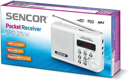 Sencor SRD-215 Преносимо Акумулаторно Радио с USB Бял