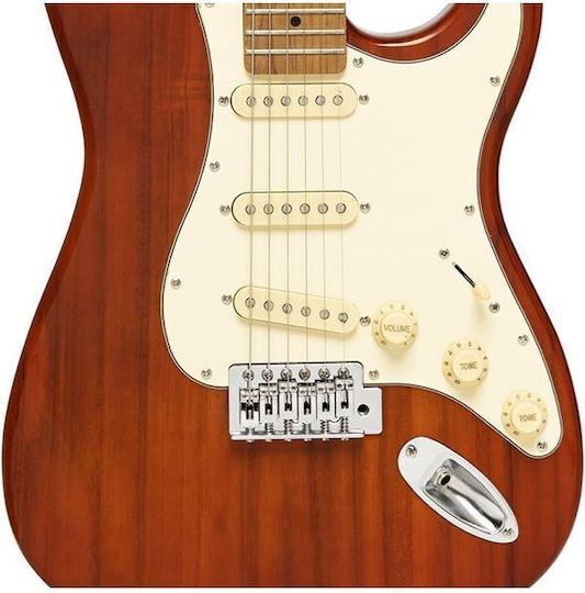 Stagg Elektrische Gitarre mit S Tonabnehmerkonfiguration Rot mit Tasche