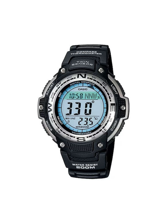 Casio Pro Trek Digital Watch Chronograph Battery with Black Rubber Strap