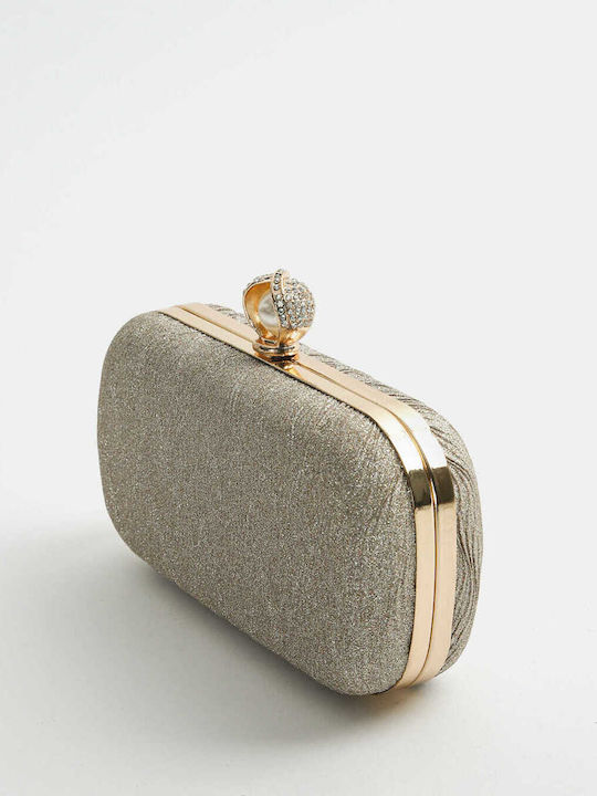 Embossed Glitter Gold Clutch Bag