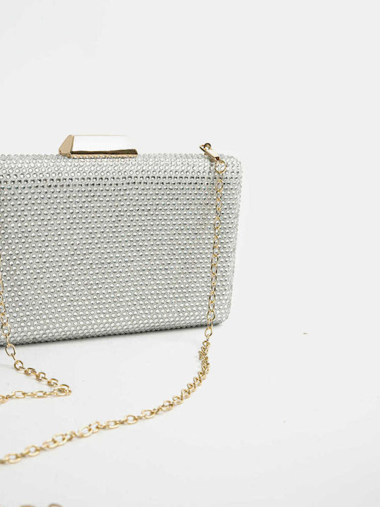 Clutch Bag Strass Silver Silver