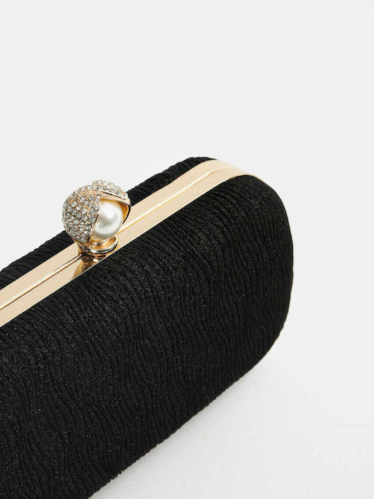Τσαντάκι Clutch Ανάγλυφο Glitter Μαύρο Μαύρο