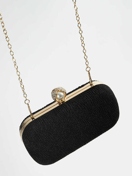 Τσαντάκι Clutch Ανάγλυφο Glitter Μαύρο Μαύρο