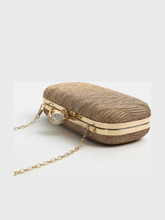 Τσαντάκι Clutch Ανάγλυφο Glitter Μπρονζέ Μπρονζέ
