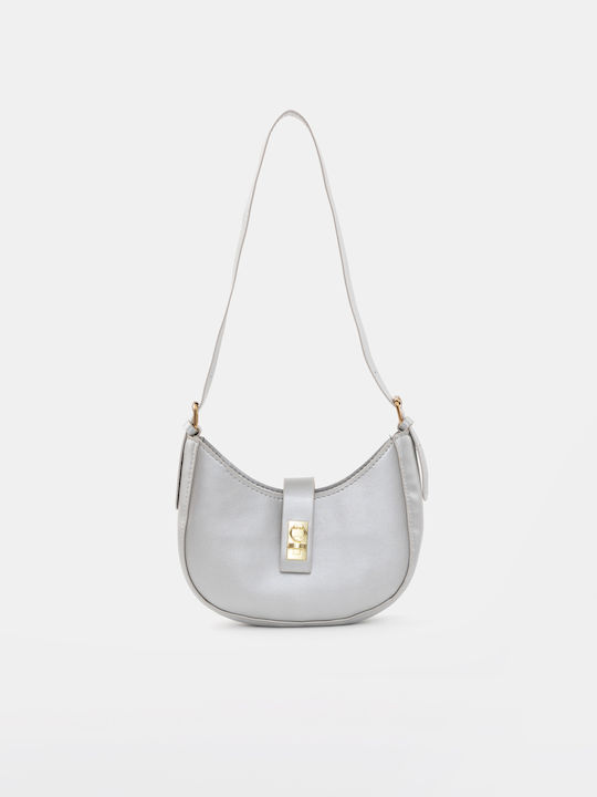 Half-Moon Bag Faux Leather Silver Silver