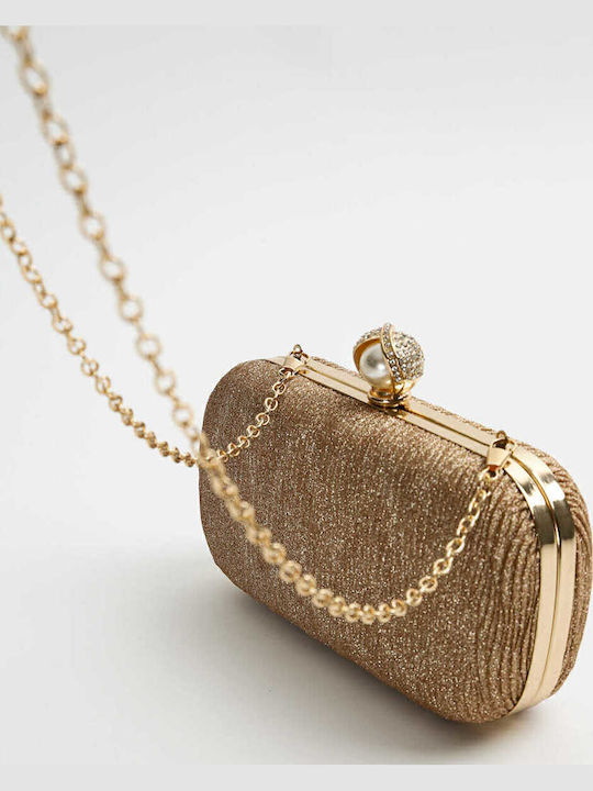 Τσαντάκι Clutch Ανάγλυφο Glitter Μπρονζέ Μπρονζέ