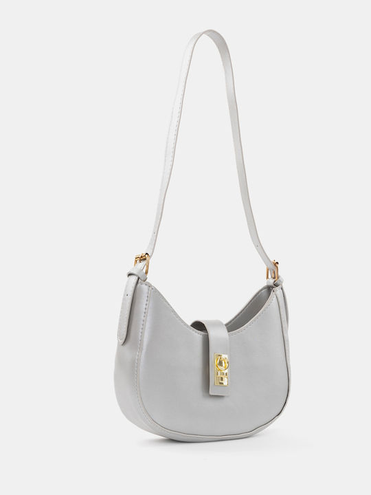 Half-Moon Bag Faux Leather Silver Silver