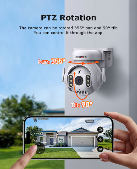 Sectec ST-515C-3MTY IP Überwachungskamera Wi-Fi Full HD+ 3MP Wasserdicht mit Zwei-Wege-Kommunikation und Objektiv 3.6mm