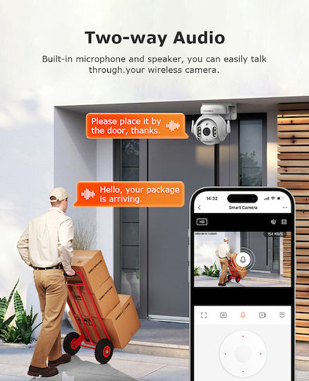 Sectec ST-515C-3MTY IP Überwachungskamera Wi-Fi Full HD+ 3MP Wasserdicht mit Zwei-Wege-Kommunikation und Objektiv 3.6mm