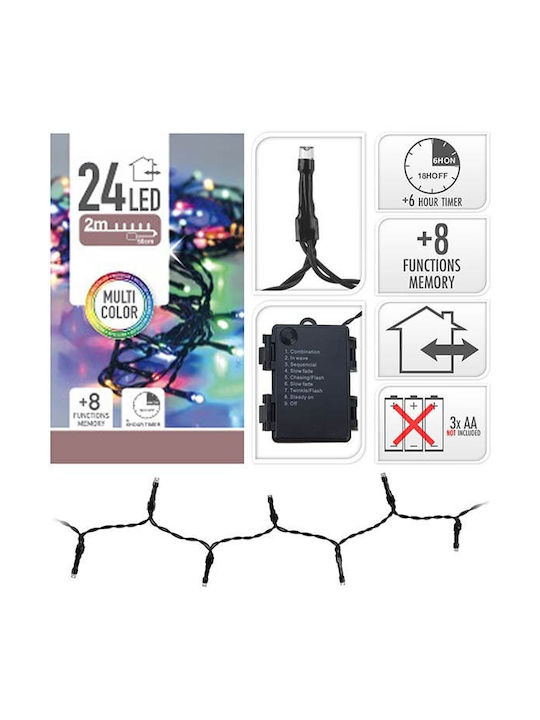 24 Lights LED 1.70m. Multicolor Battery in String 1pcs