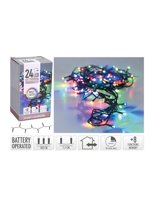 24 Lights LED 1.70m. Multicolor Battery in String 1pcs