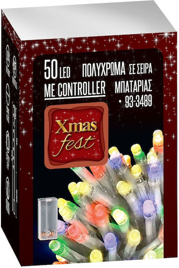 50 Lichterketten LED 5.2m. Mehrfarbige Batterie in Zeichenfolge 1Stück