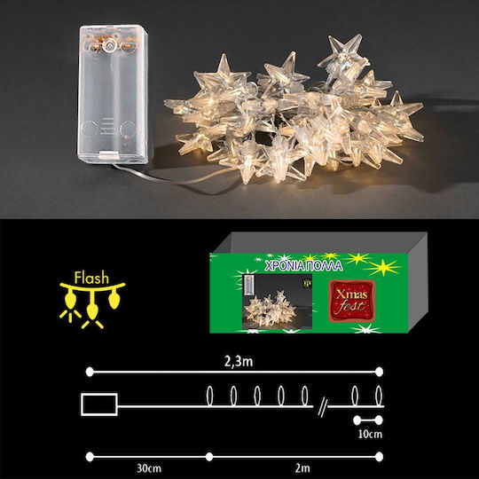 20 Lichterketten LED 2.3m. Warmes Weiß Batterie in Zeichenfolge 1Stück