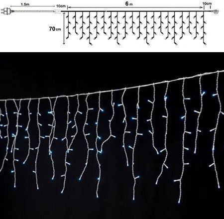 300 Светлини LED 6m. x 70бр Хладен бял тип Дъжд 1бр