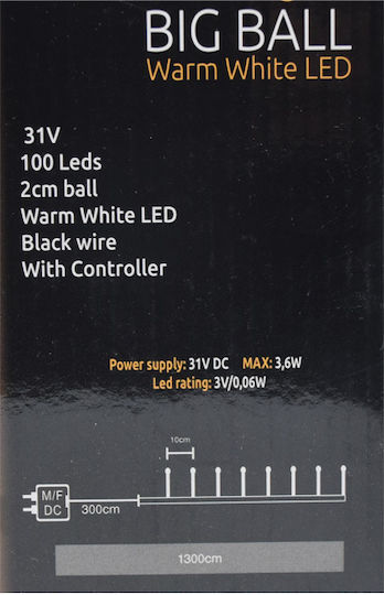 100 Λαμπάκια LED 13μ. Θερμό Λευκό σε Σειρά