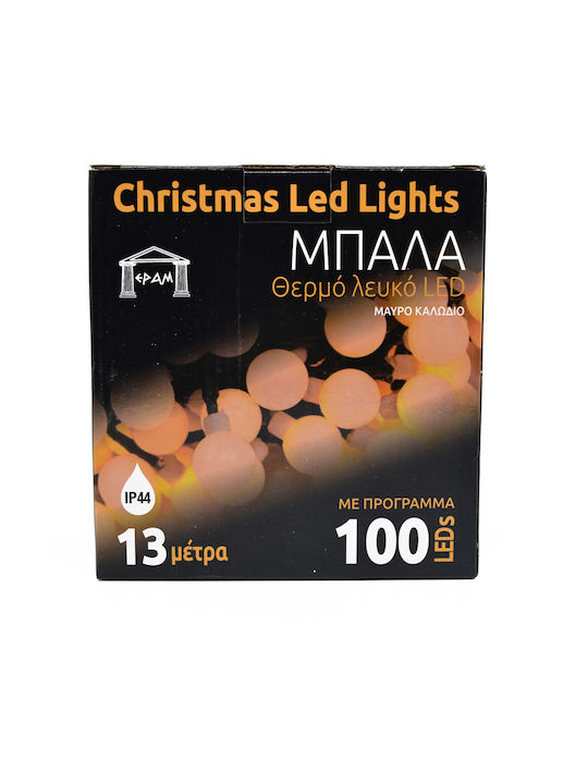 100 Lights LED 13m. Warm White in String 1pcs