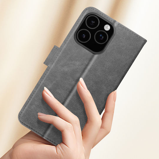 Avizar Hülle iPhone 16 Pro Klappetui Brieftasche Video-Halter Grau