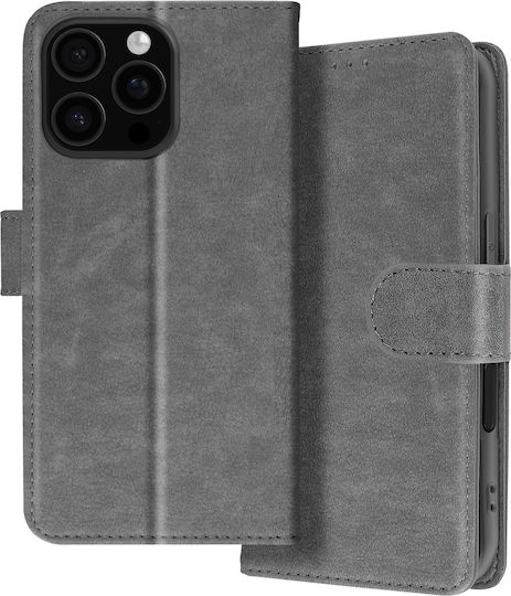 Avizar Hülle iPhone 16 Pro Klappetui Brieftasche Video-Halter Grau