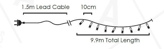 100 Λαμπάκια LED 10μ. Κόκκινα σε Σειρά