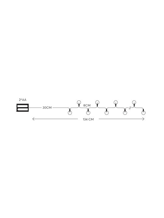 Series 14 LED 5mm 'Merry Christmas' Transparent Letters Battery 2xAA Timer Transparent PVC Cable Warm White LED Every 8cm Supply Extension 30cm IP20